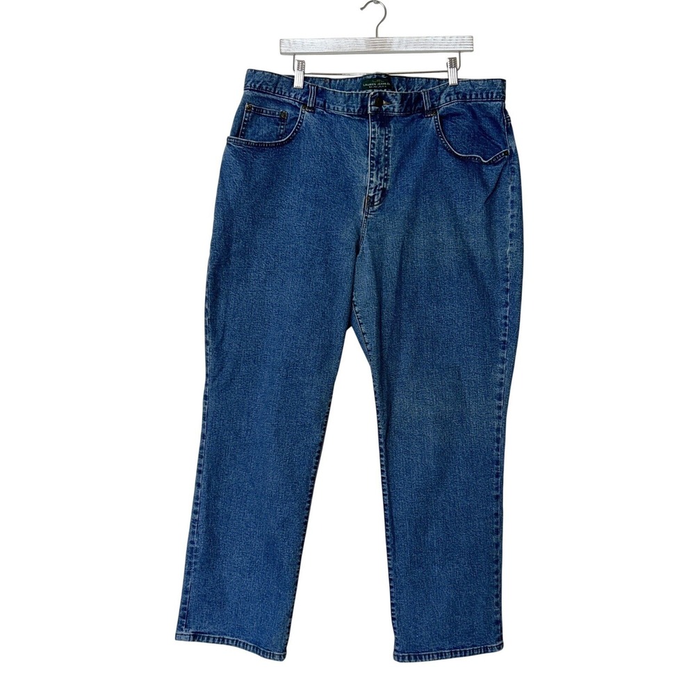 Lauren Ralph Lauren Woman's Mid Wash Straight Jeans Plus Size 20W